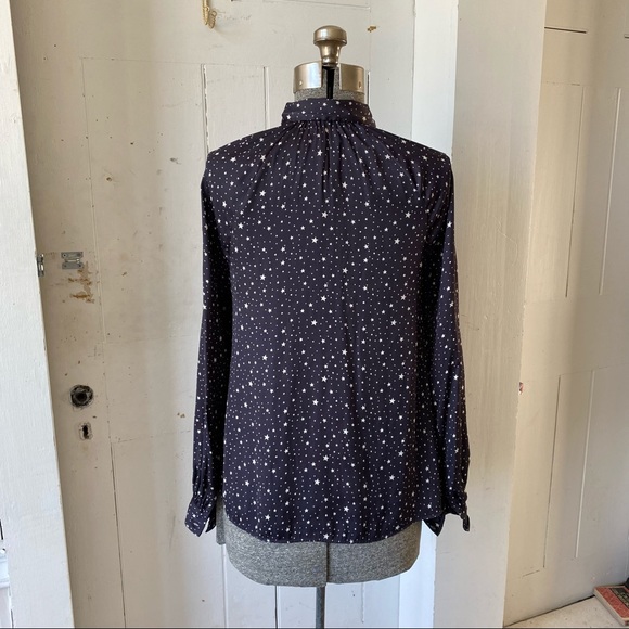 UO Stars Print Button Down Gathered Neck Blouse - Picture 14 of 14